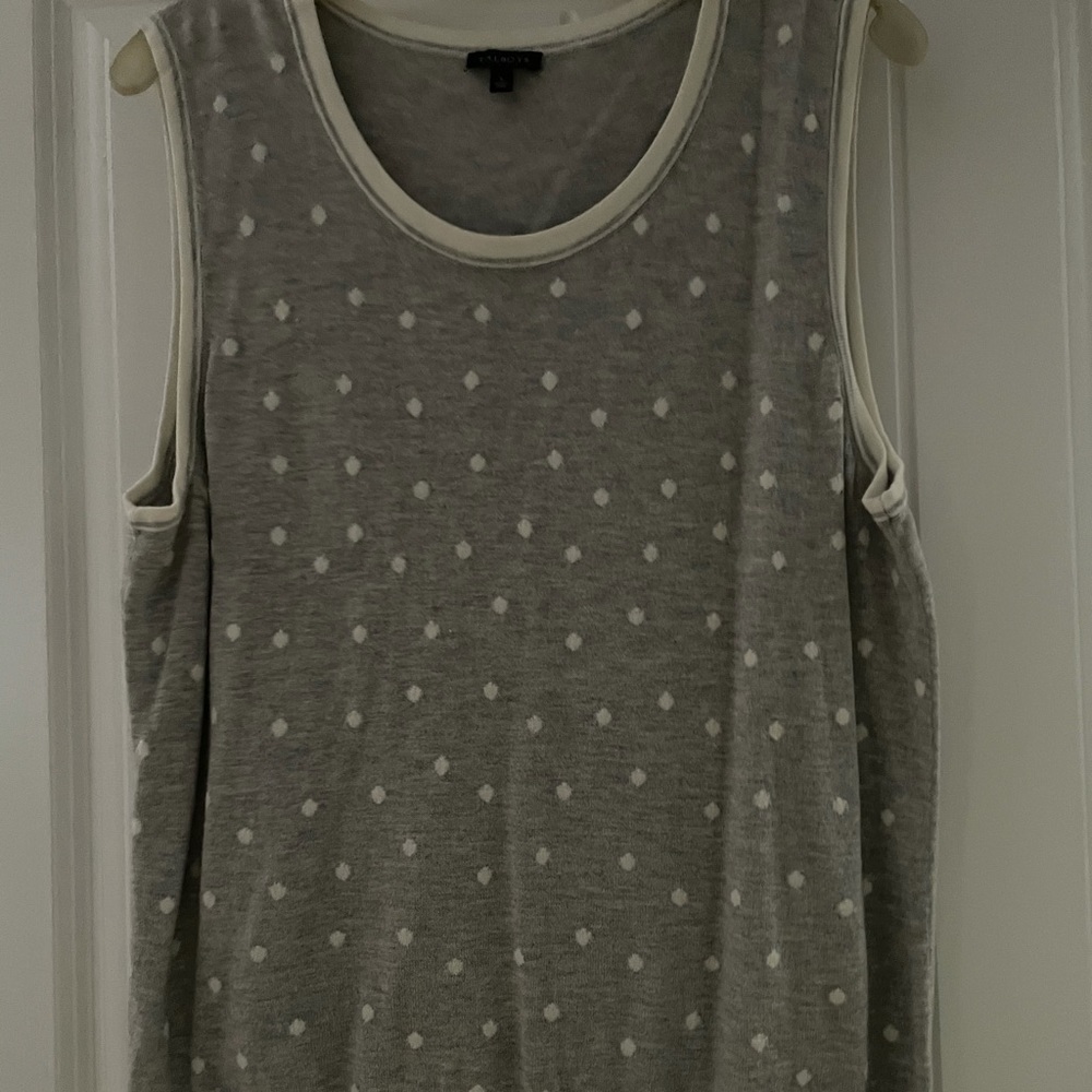 Talbots Sleeveless Gray Polka Dot Sweater Shell